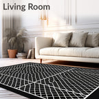 Black White Geometric Abstract Mesh Rug