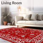 Classic Red Floral Swirl Medallion Rug