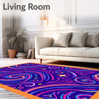 Cosmic Swirls Neon Galaxy Abstract Rug