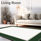 Forest Green Black Gray Border Rug