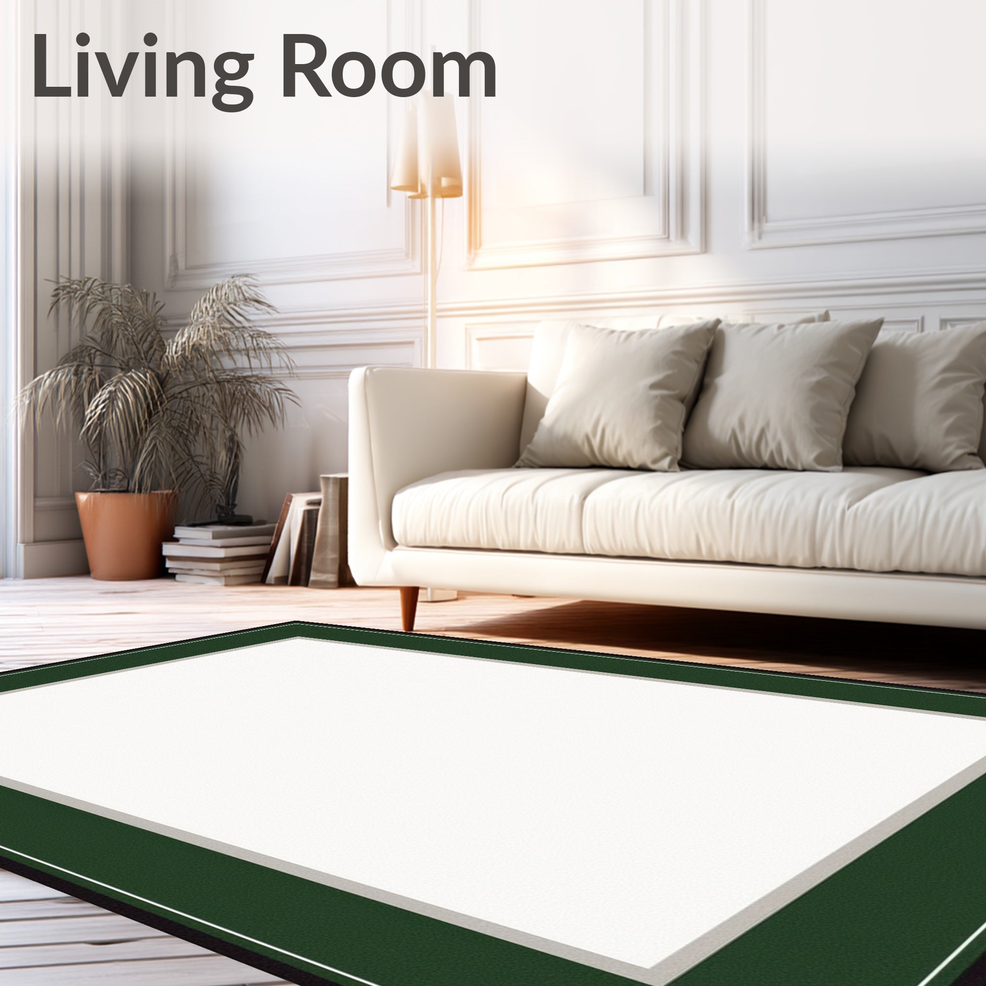 Forest Green Black Gray Border Rug