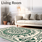 Emerald green floral octagon medallion Rug