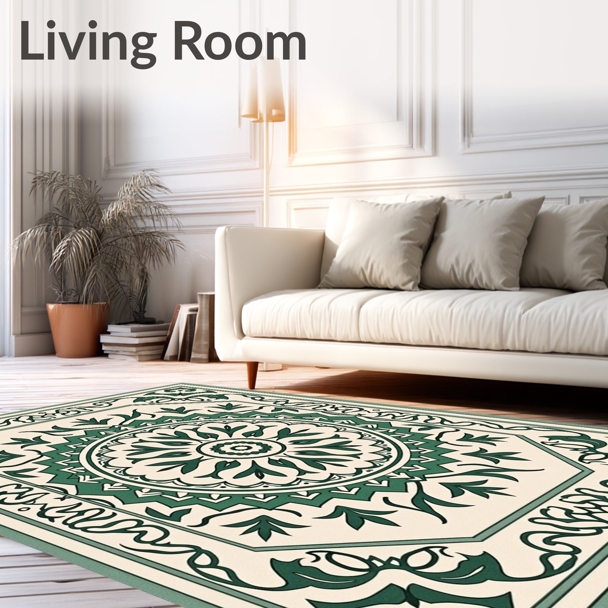 Emerald green floral octagon medallion Rug