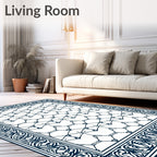 Navy Blue Ornate Geometric Harmony Rug