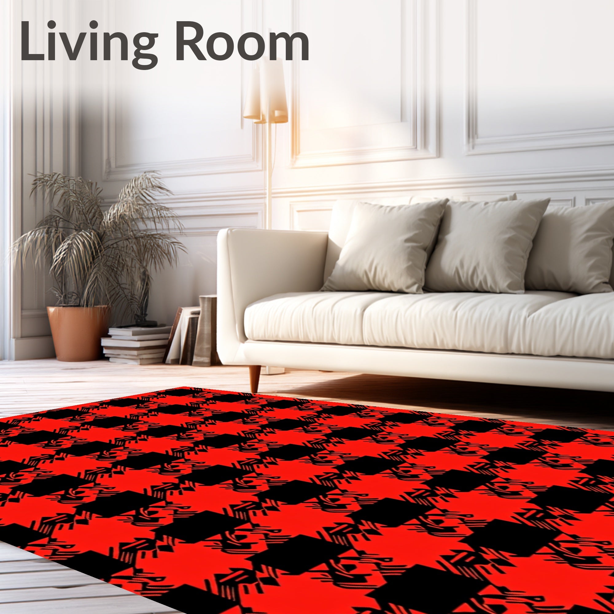 Bold Red Black Buffalo Check Overlay Rug