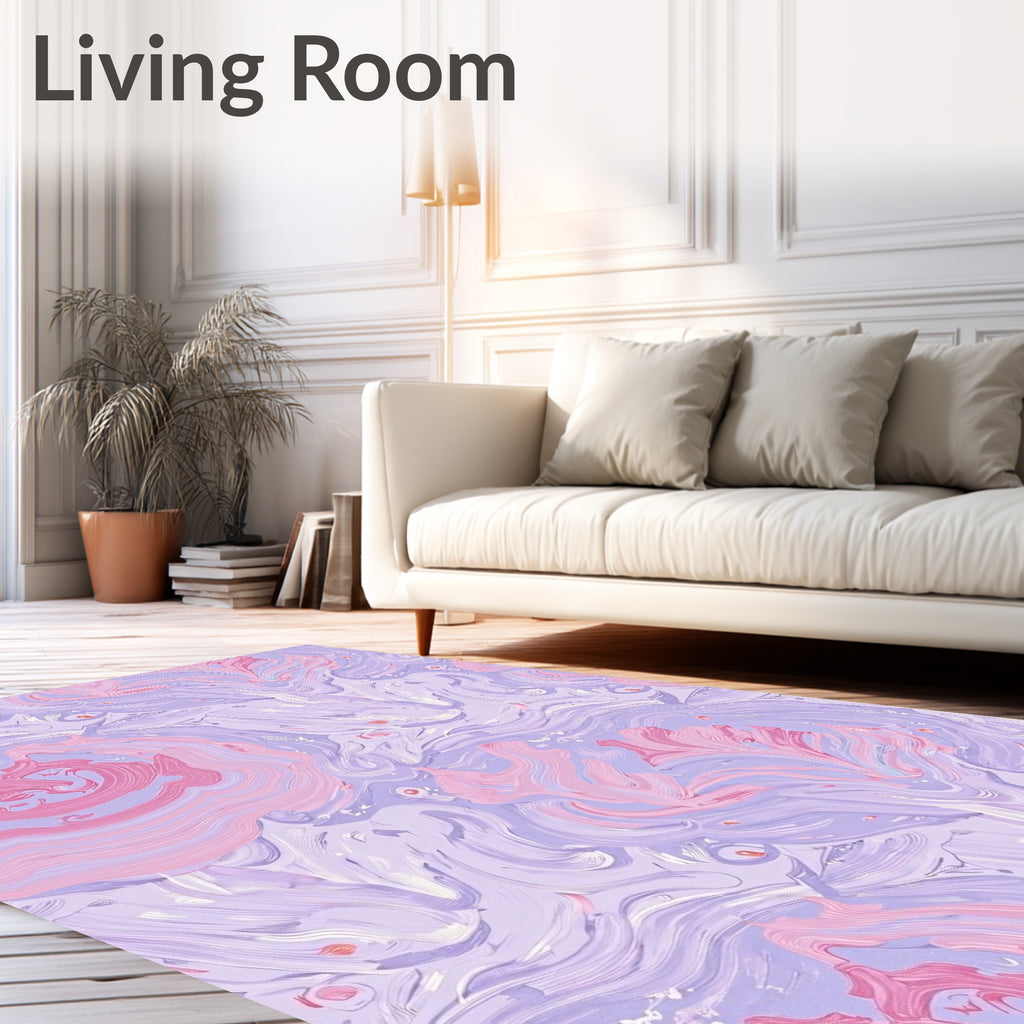 Soft Lavender Pink Swirls Fabric Rug