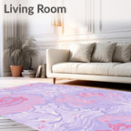 Soft Lavender Pink Swirls Fabric Rug