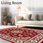 Rich Red Floral Medallion Tapestry Rug