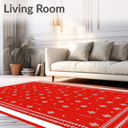 Bold Red Snowflake Geometric Rug