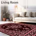 Crimson Floral Medallion Swirl Rug