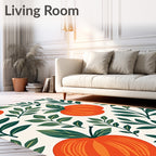 Vibrant Orange Fruit Foliage Rug