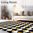 Yellow Tiger Houndstooth Abstract Rug