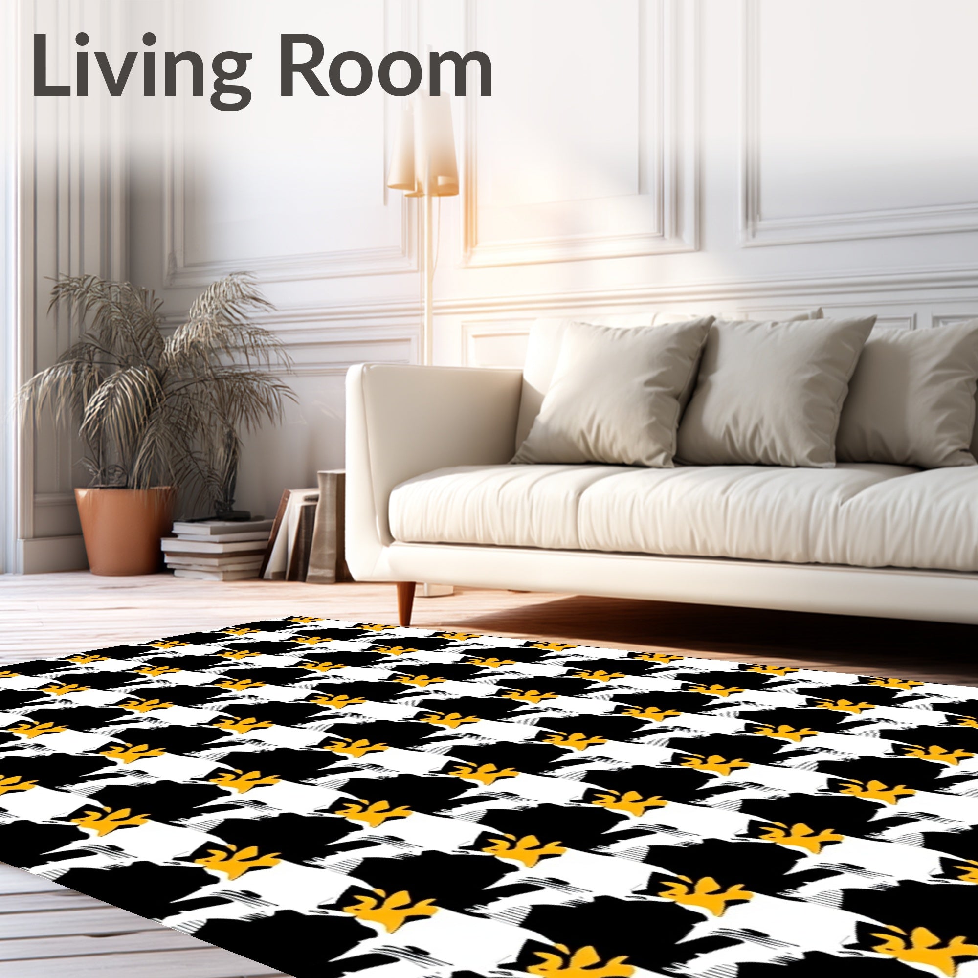 Yellow Tiger Houndstooth Abstract Rug