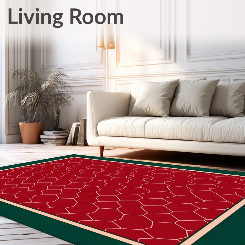 Crimson Cream Organic Cell Network Rug