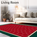 Crimson Cream Organic Cell Network Rug