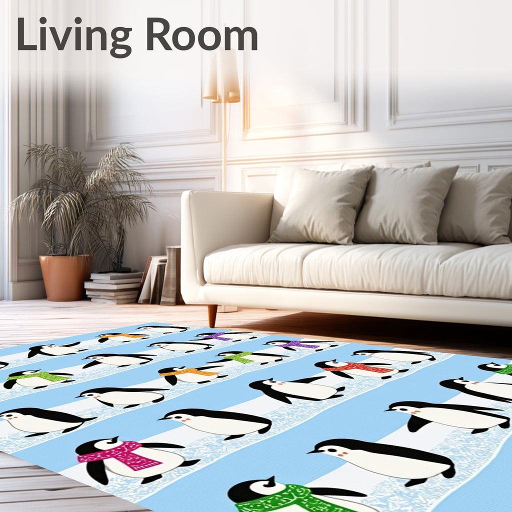 Charming Cold Weather Penguin Collection Rug
