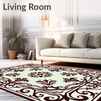 Ornate Burgundy Filigree Botanical Rug