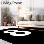 Bold White Number Eight Black Background Rug