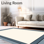 Simple Geometric Frame Ivory Blue Rug