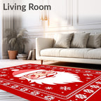 Jolly Santa Face Snowflake Border Rug