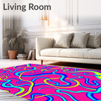 Vibrant Pink Abstract Swirls Rug