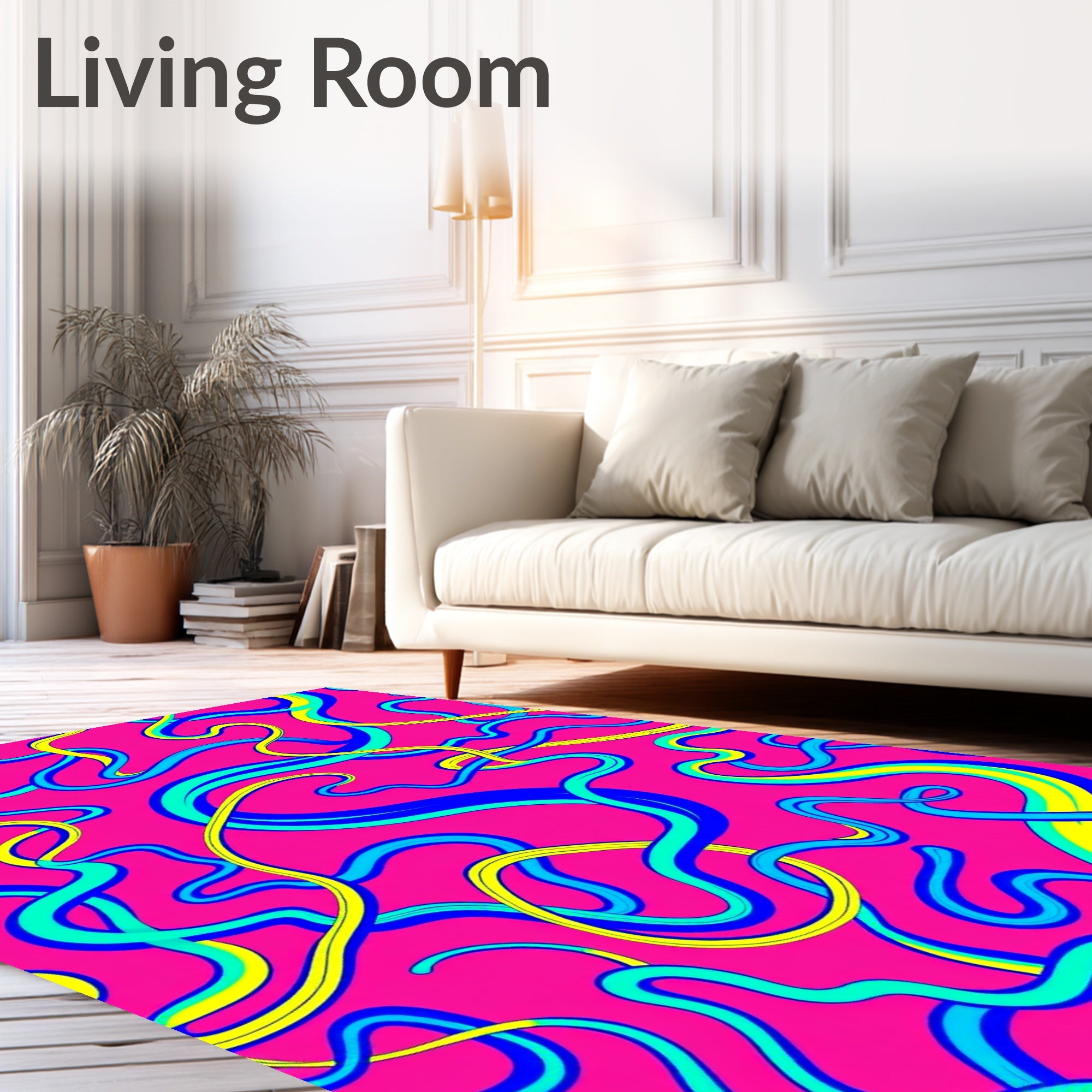Vibrant Pink Abstract Swirls Rug