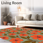 Retro Orange Blossom Foliage Rug
