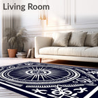 Deep Blue Sunburst Mandala Rug