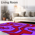 Crimson Purple Abstract Geometric Wave Rug