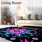 Vivid Neon Floral Starburst Medallion Rug
