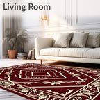 Burgundy Cream Floral Intricate Mandala Rug