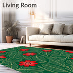 Crimson Floral Leafy Garland Rug