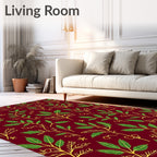 Crimson Leafy Branch Garden Rug