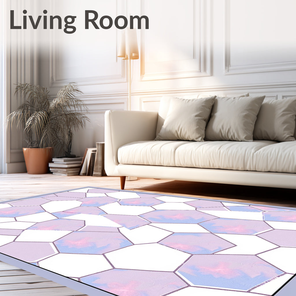 Pastel Violet Geometric Mosaic Rug