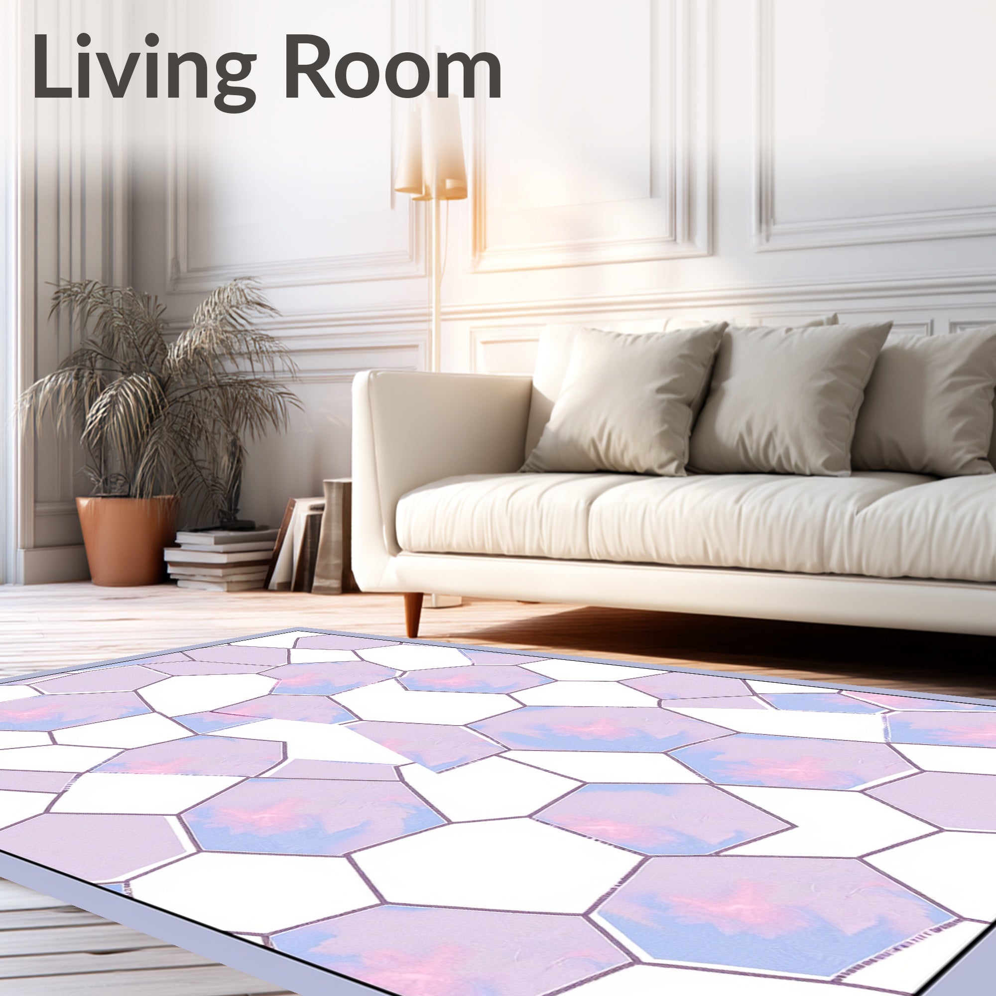 Pastel Violet Geometric Mosaic Rug