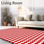 Crimson White Geometric Diamond Arrangement Rug