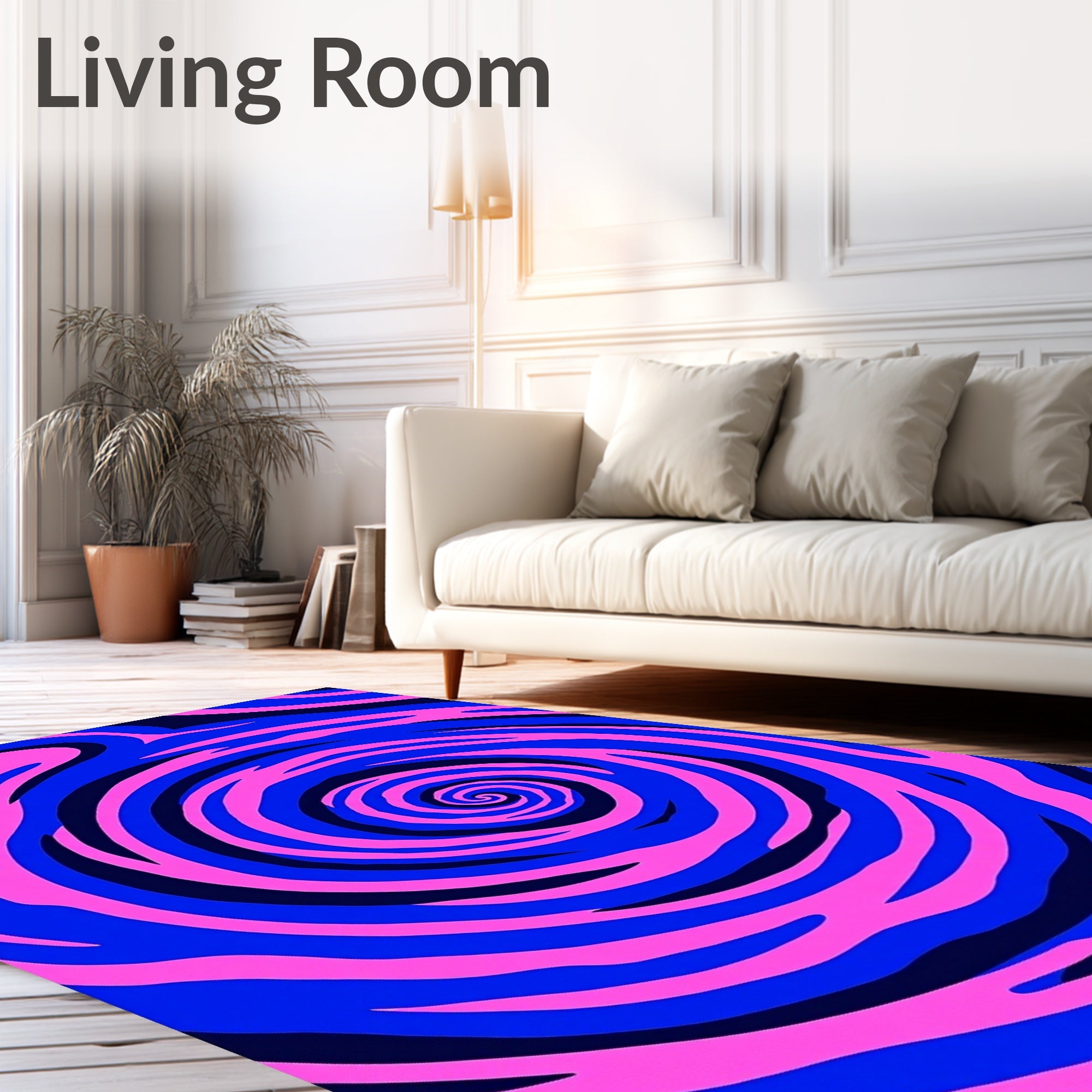 Vibrant Pink Blue Swirl Vortex Rug