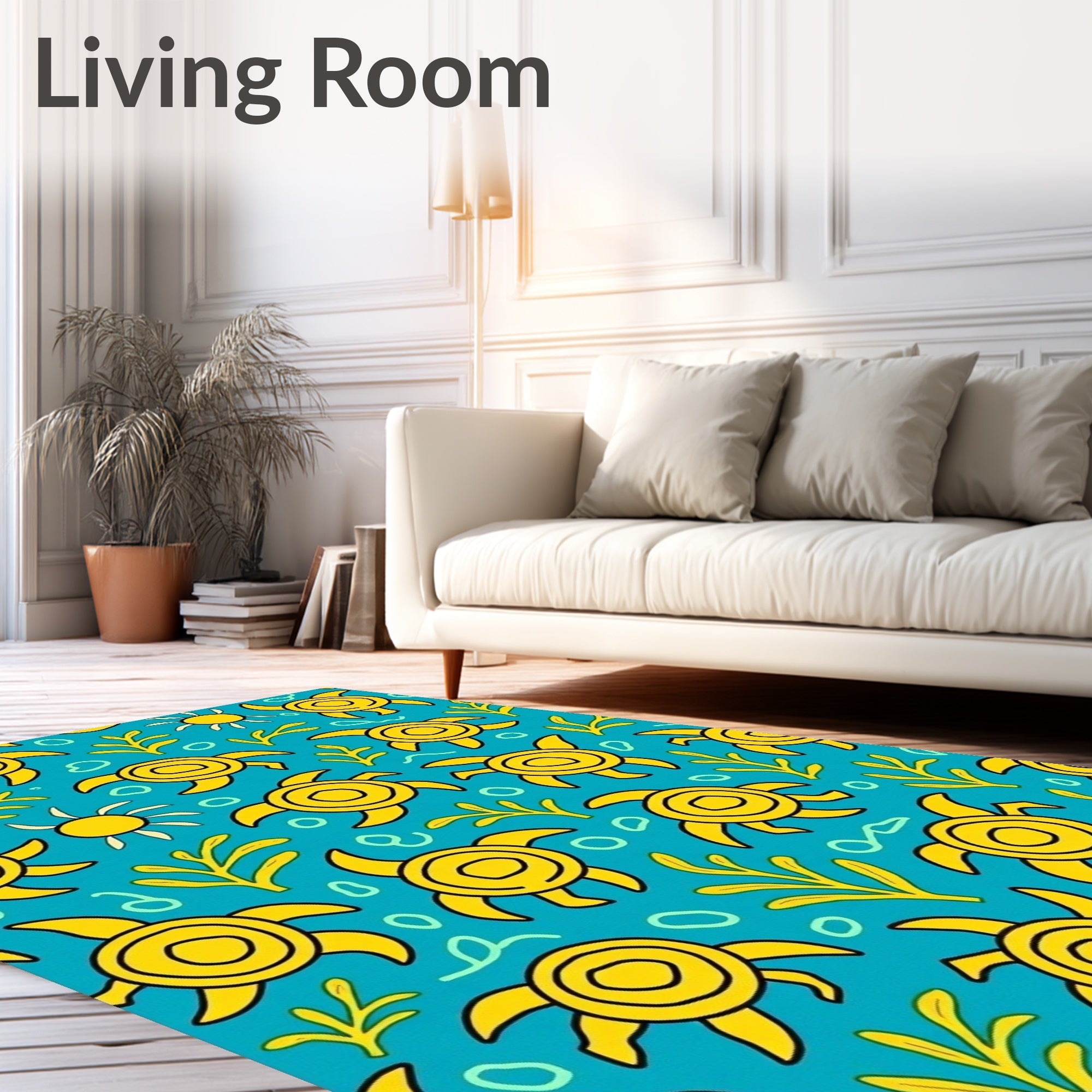 Yellow Turtle Sun Under Sea Rug