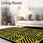 Bold Yellow Geometric Construction Icons Rug