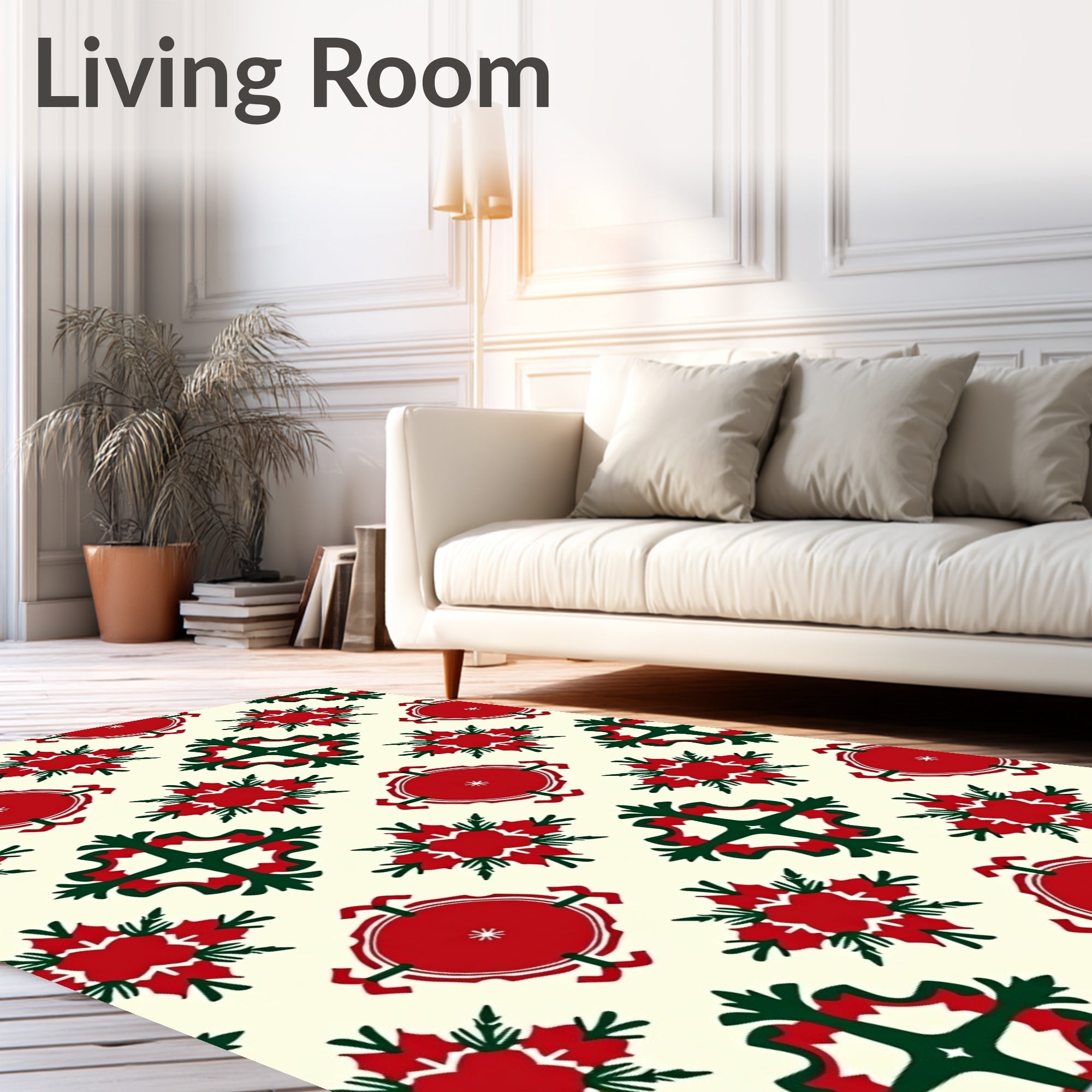 Crimson Green Floral Medallion Revival Rug