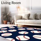 White Baseballs Red Stitching Scatter Rug