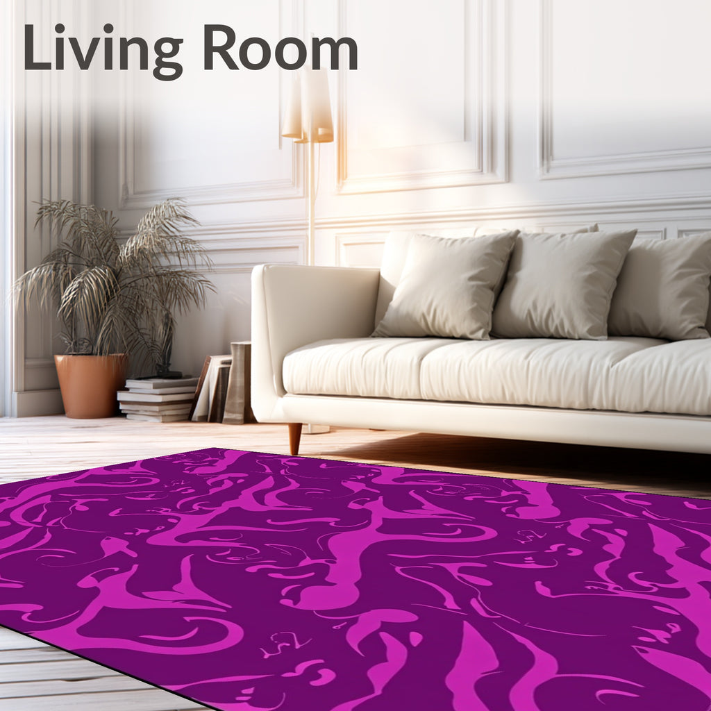 Vibrant Magenta Dynamic Swirl Rug