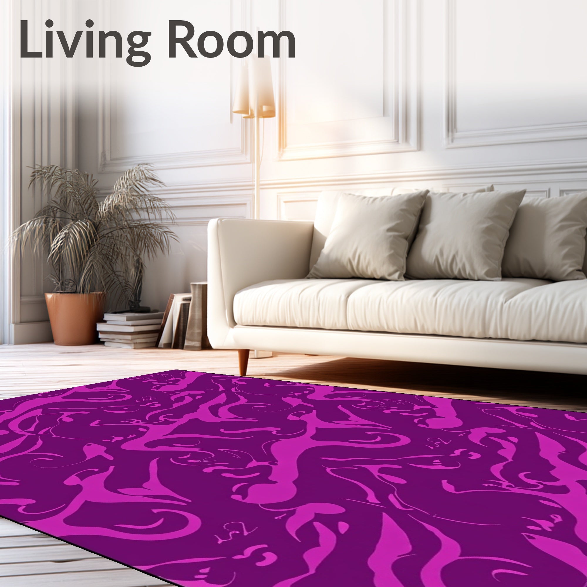 Vibrant Magenta Dynamic Swirl Rug