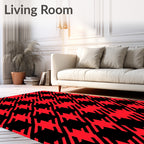 Red Black Houndstooth Checkered Rug