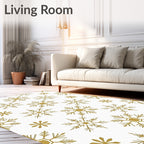 Golden Snowflake Winter Radiance Rug