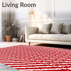 Red White Diagonal Geometric Stripe Rug
