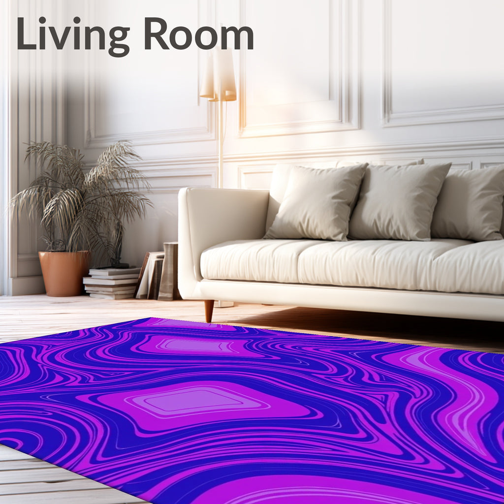 Vibrant Amethyst Swirl Marbled Diamonds Rug