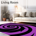 Purple Black Spiral Vortex Rug