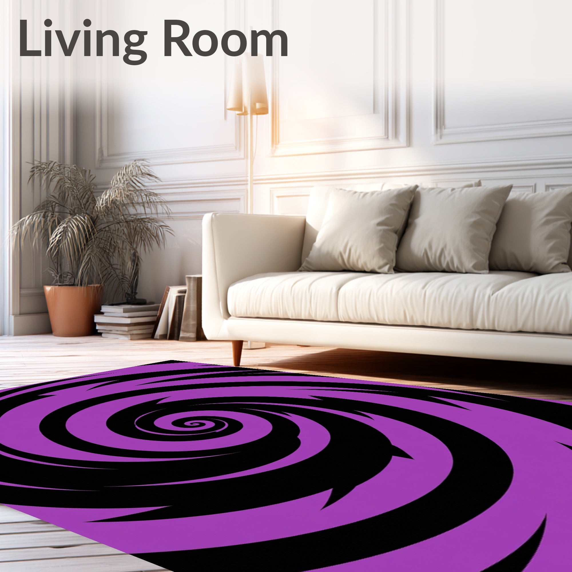 Purple Black Spiral Vortex Rug
