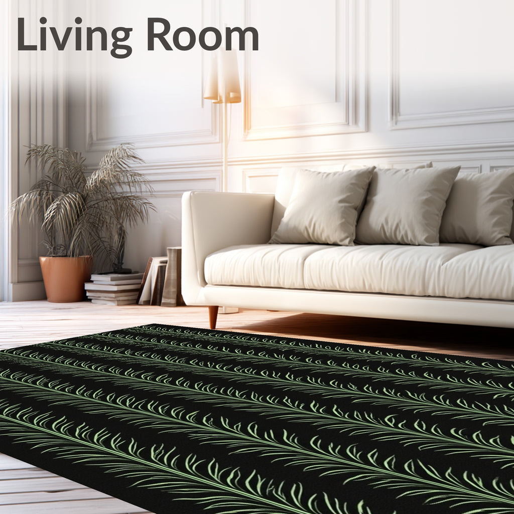 Pale Green Vertical Feathered Stalks Rug